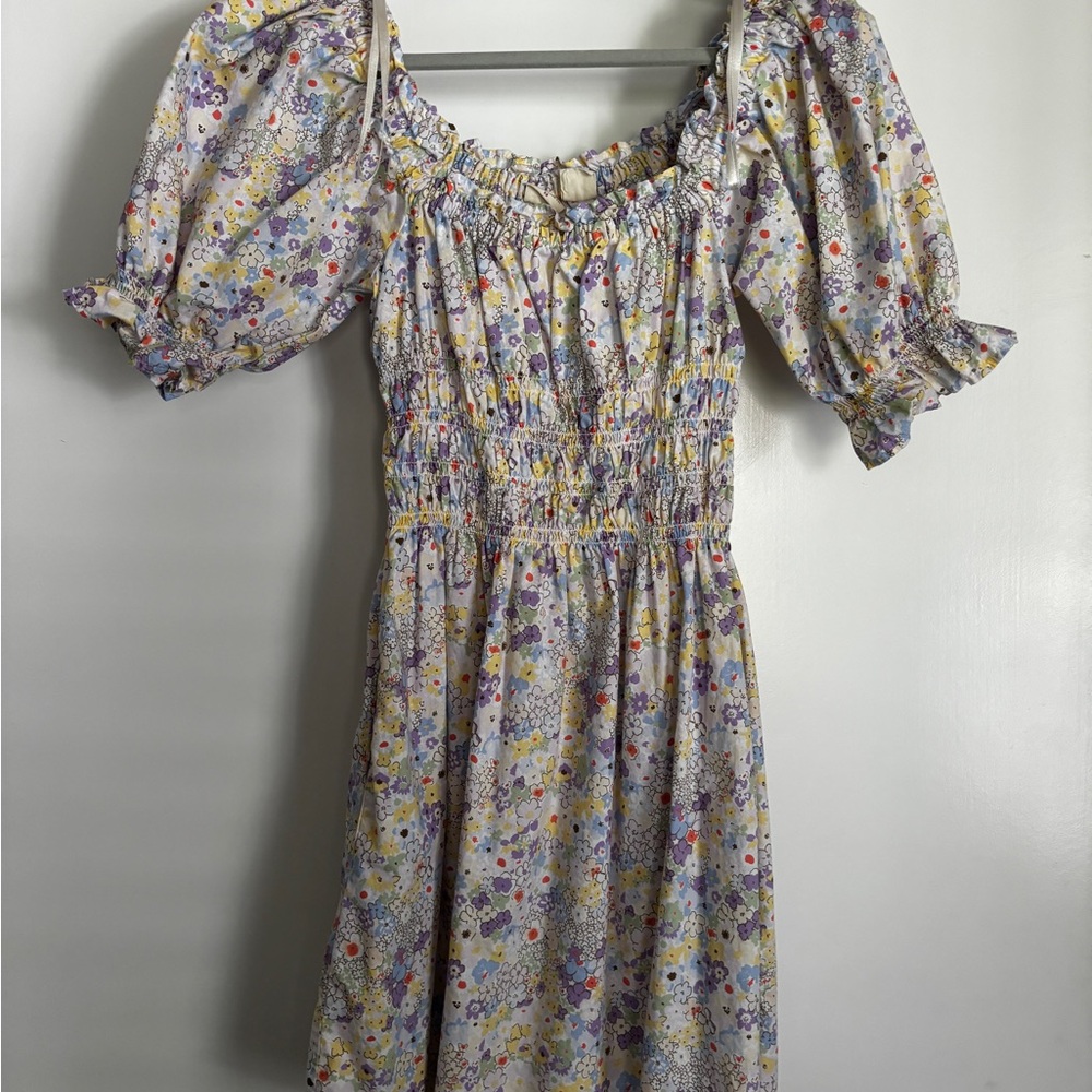 Levi's Lavender Floral Puff-Sleeve Midi Dress